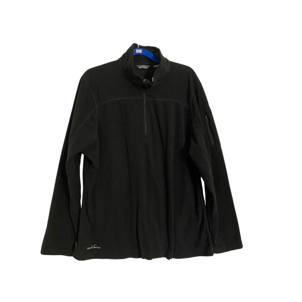 NEW Eddie Bauer Women's Quarter Zip Grid Fleece Jacket Size 2X Black Activewear